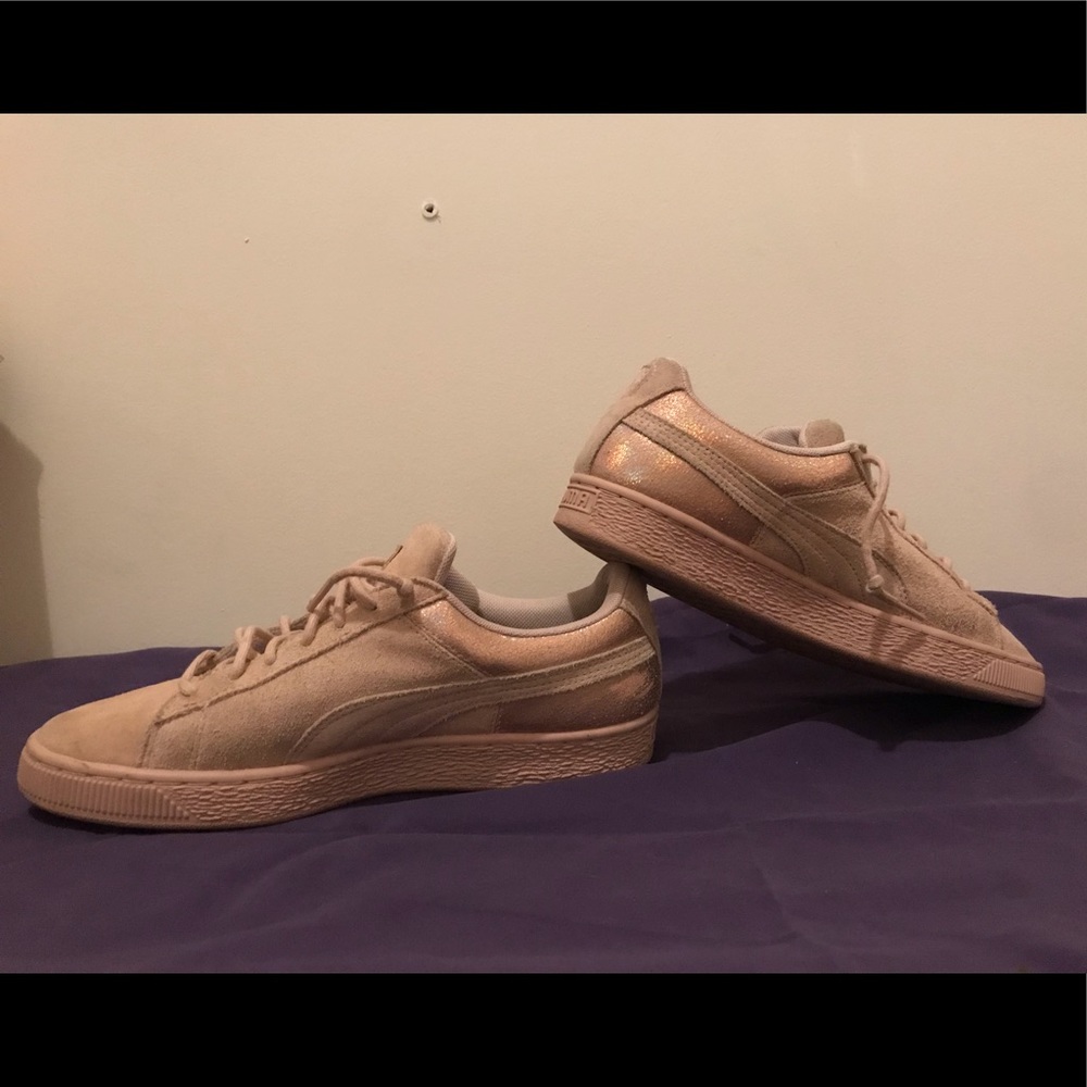 Nude pink suede PUMA sneakers